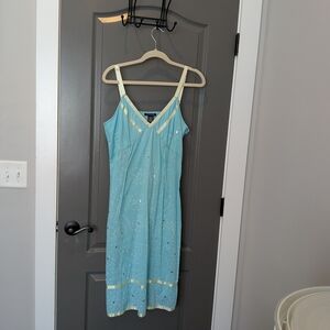 Boston Proper Sky Blue Dress with Yellow Details